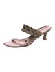 Stuart Weitzman Leather Crystal Embellishments Slides