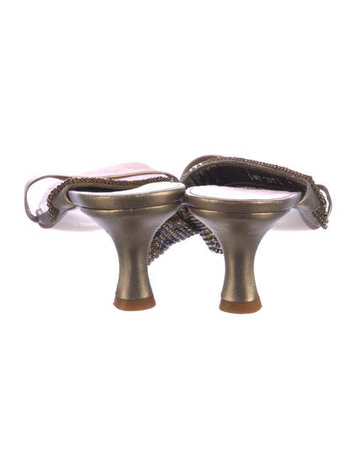 Stuart Weitzman Leather Crystal Embellishments Slides