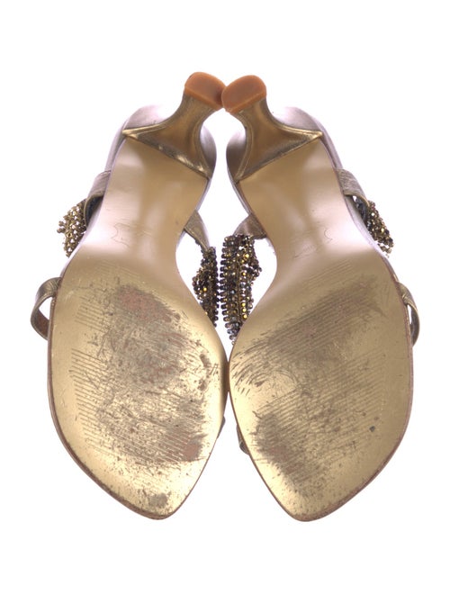 Stuart Weitzman Leather Crystal Embellishments Slides