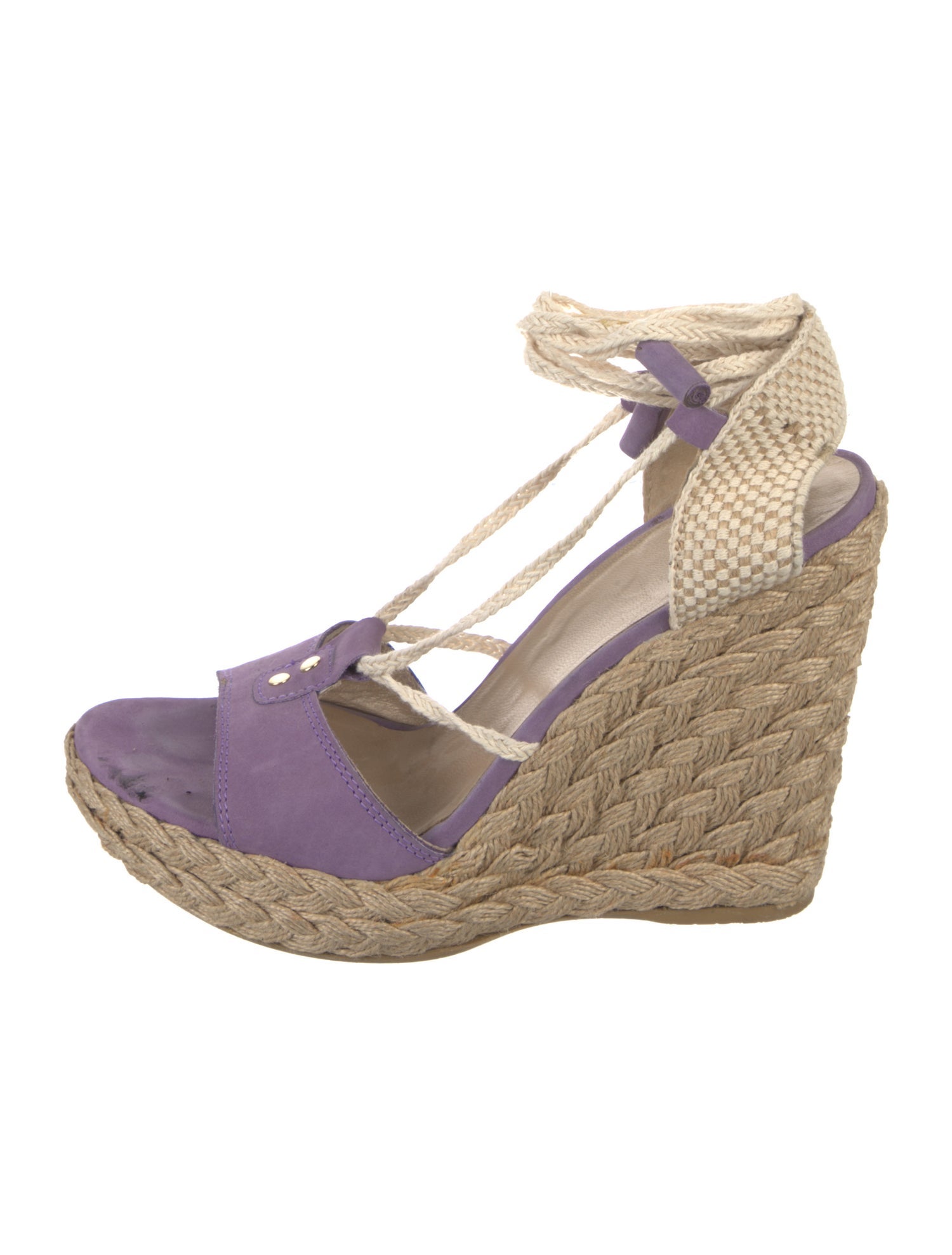 Stuart Weitzman Suede Braided Accents Espadrilles