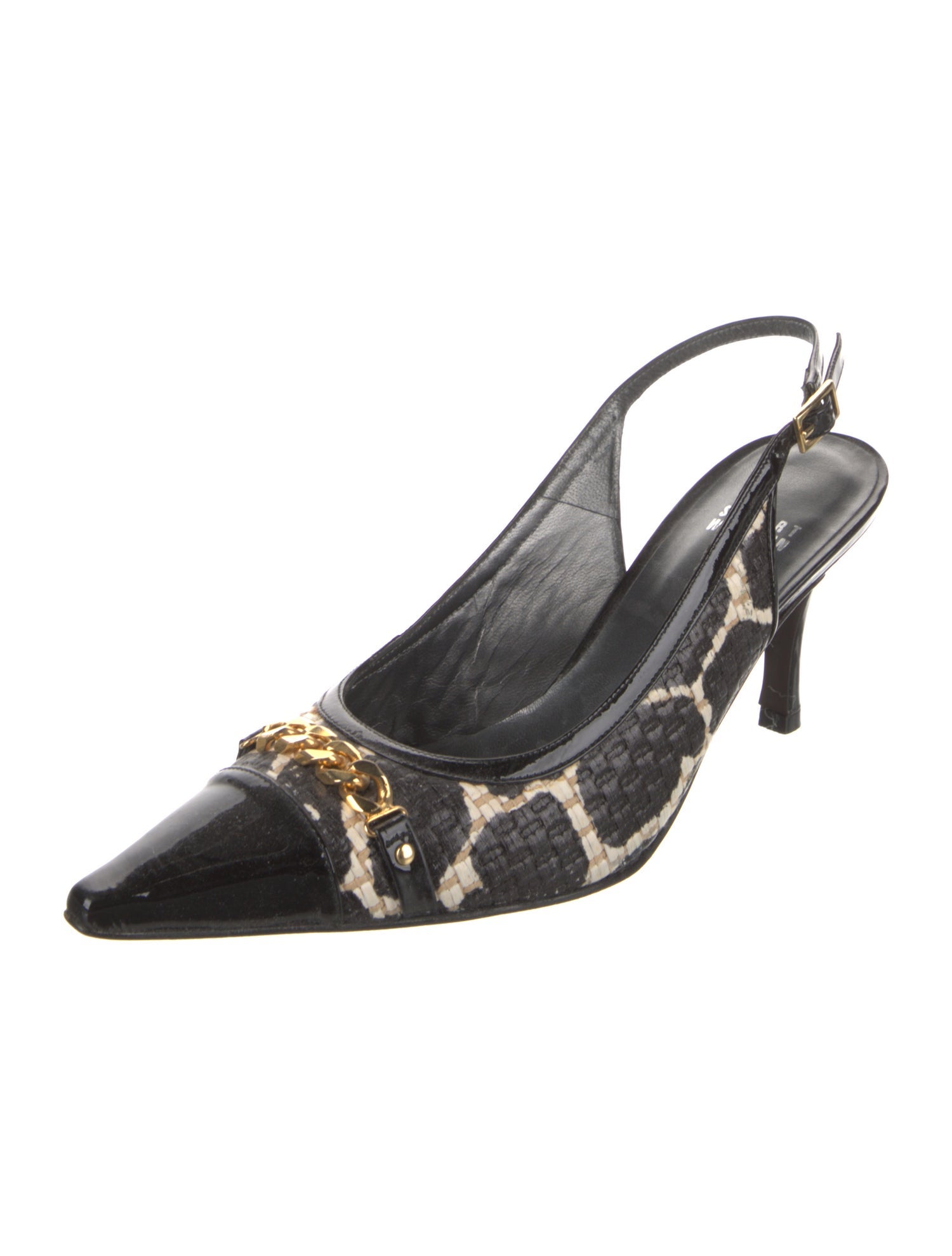 Stuart Weitzman Raffia Animal Print Slingback Pumps
