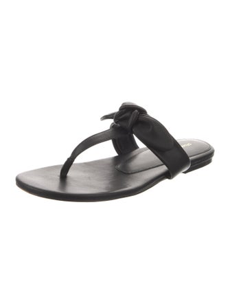 Stuart Weitzman Leather Bow Accents Slides