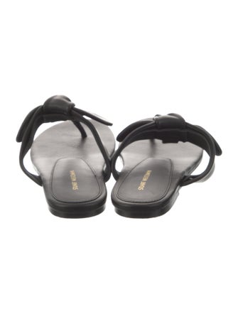 Stuart Weitzman Leather Bow Accents Slides