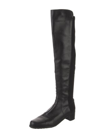 Stuart Weitzman Leather Leather Trim Embellishment Boots