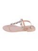 Stuart Weitzman Faux Pearl Accents Rubber T-Strap Sandals