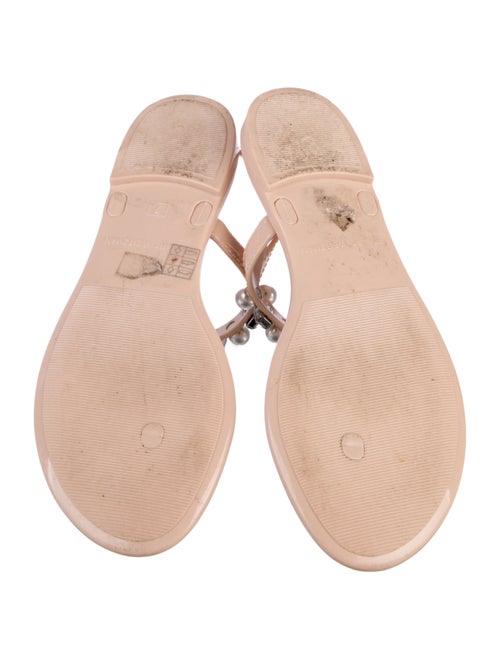 Stuart Weitzman Faux Pearl Accents Rubber T-Strap Sandals