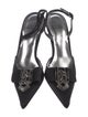 Stuart Weitzman Satin Crystal Embellishments Slingback Pumps