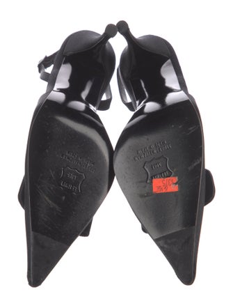 Stuart Weitzman Satin Crystal Embellishments Slingback Pumps