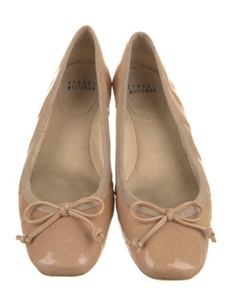 Stuart Weitzman Patent Leather Bow Accents Ballet Flats