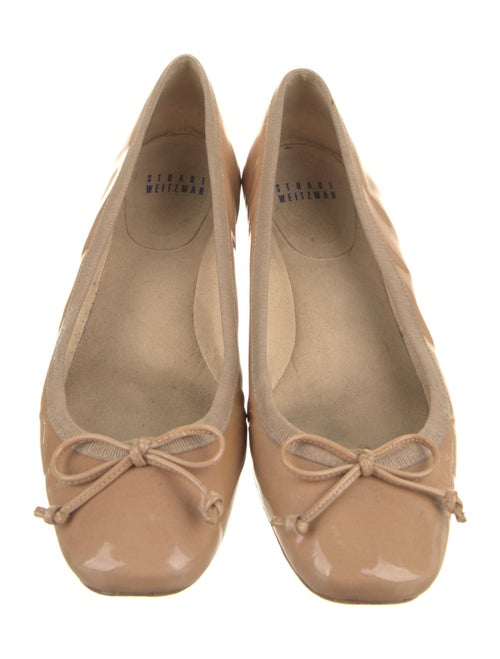 Stuart Weitzman Patent Leather Bow Accents Ballet Flats