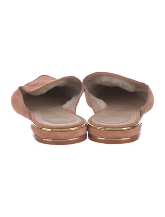 Stuart Weitzman Suede Leather Trim Embellishment Mules