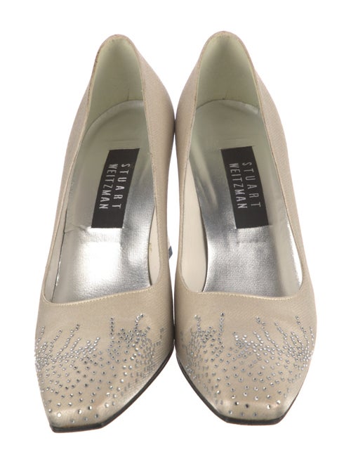 Stuart Weitzman Satin Crystal Embellishments Pumps