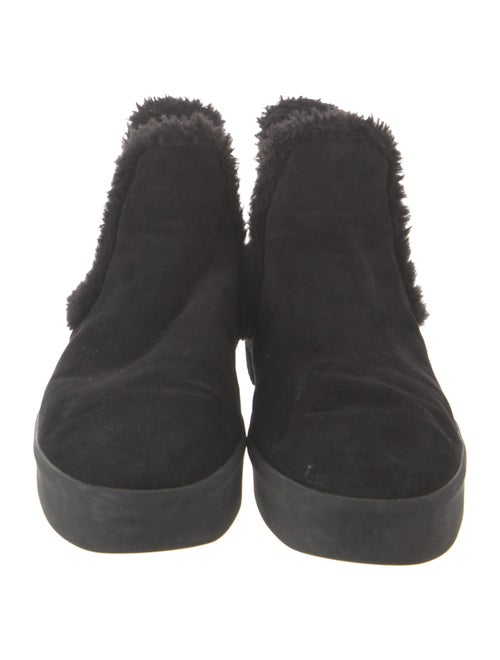 Stuart Weitzman Suede Faux Fur Trim Chelsea Boots