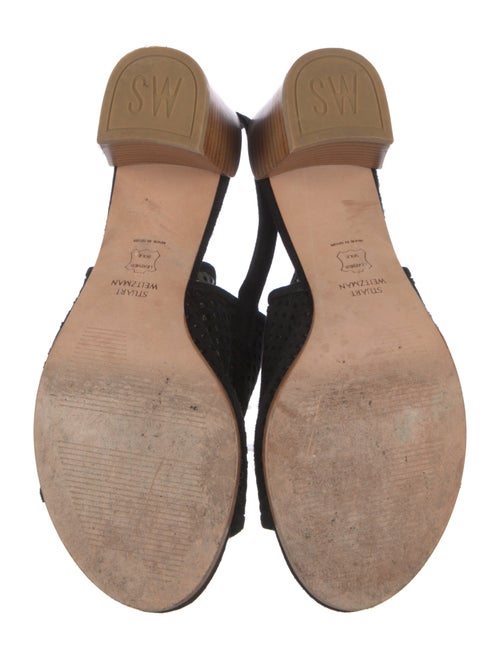 Stuart Weitzman Suede Lasercut Accents Slingback Sandals