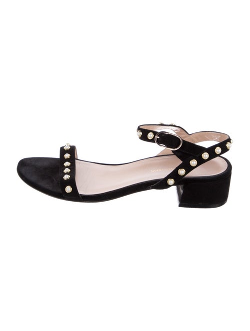 Stuart Weitzman Suede Studded Accents T-Strap Sandals