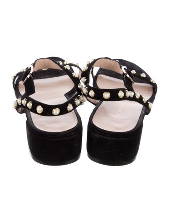 Stuart Weitzman Suede Studded Accents T-Strap Sandals