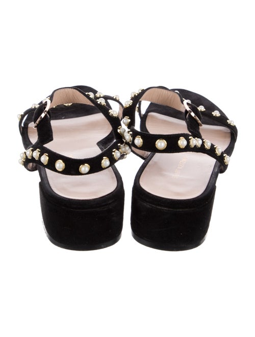 Stuart Weitzman Suede Studded Accents T-Strap Sandals