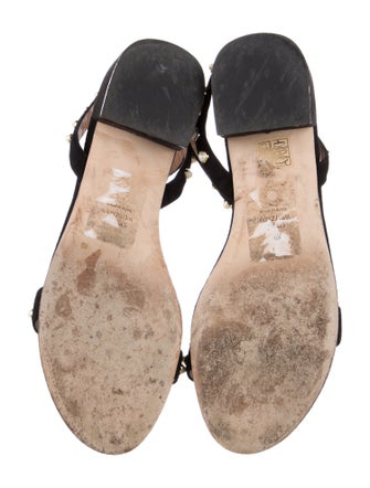 Stuart Weitzman Suede Studded Accents T-Strap Sandals