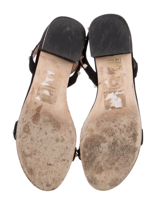 Stuart Weitzman Suede Studded Accents T-Strap Sandals