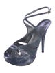 Stuart Weitzman Denim Leather Trim Embellishment Slingback Pumps