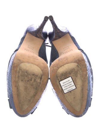 Stuart Weitzman Denim Leather Trim Embellishment Slingback Pumps