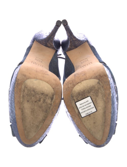 Stuart Weitzman Denim Leather Trim Embellishment Slingback Pumps