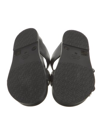 Stuart Weitzman Leather Crystal Embellishments Slides