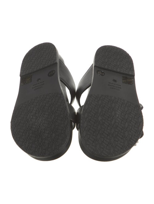 Stuart Weitzman Leather Crystal Embellishments Slides