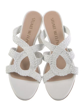 Stuart Weitzman Leather Braided Accents Slides