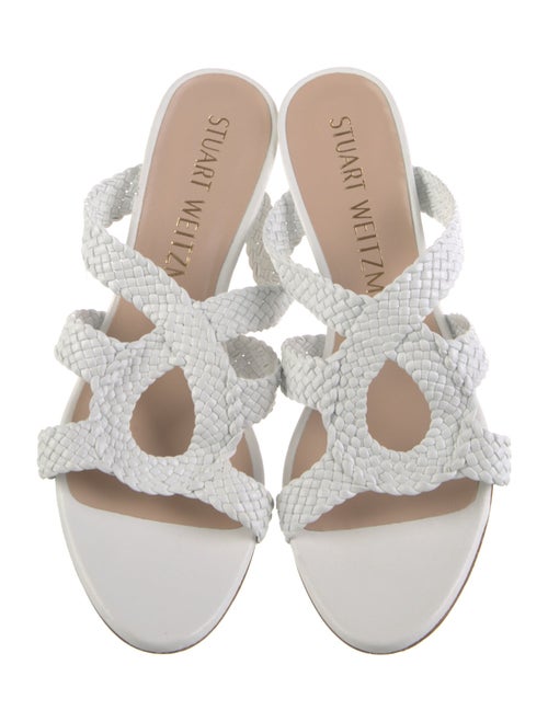 Stuart Weitzman Leather Braided Accents Slides
