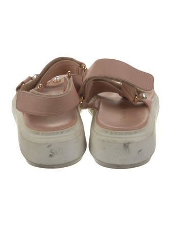 Stuart Weitzman Leather Crystal Embellishments Sandals