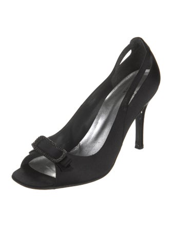 Stuart Weitzman Satin Crystal Embellishments Slingback Sandals