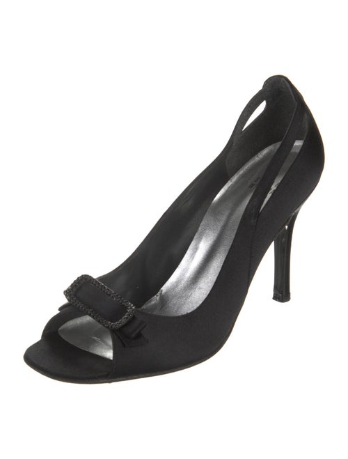 Stuart Weitzman Satin Crystal Embellishments Slingback Sandals