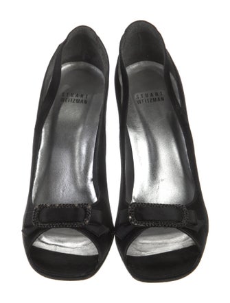 Stuart Weitzman Satin Crystal Embellishments Slingback Sandals