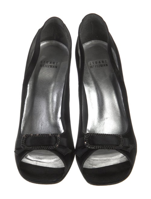 Stuart Weitzman Satin Crystal Embellishments Slingback Sandals