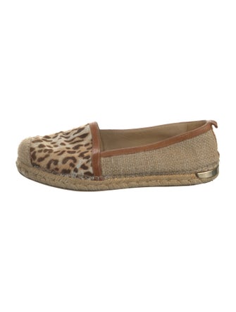 Stuart Weitzman Animal Print Leather Trim Embellishment Espadrilles