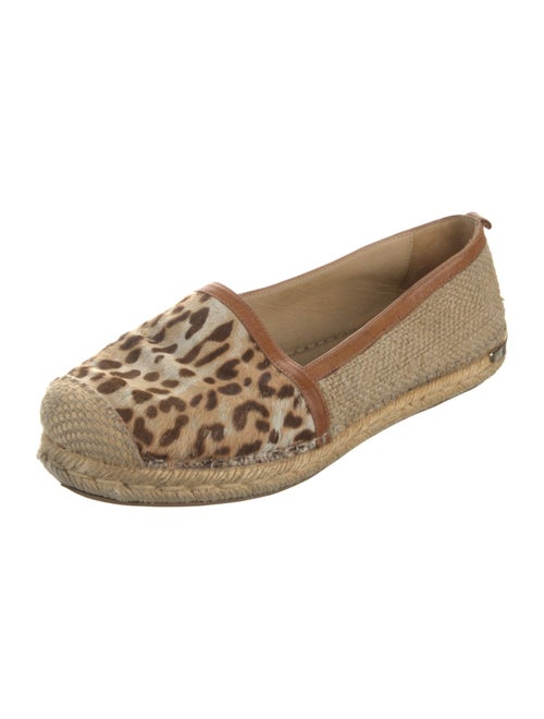 Stuart Weitzman Animal Print Leather Trim Embellishment Espadrilles