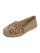 Stuart Weitzman Animal Print Leather Trim Embellishment Espadrilles