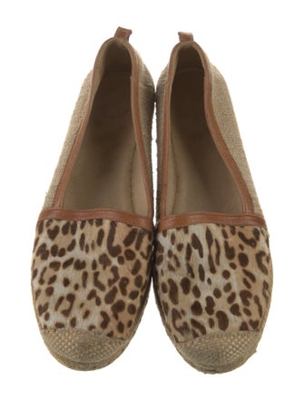 Stuart Weitzman Animal Print Leather Trim Embellishment Espadrilles