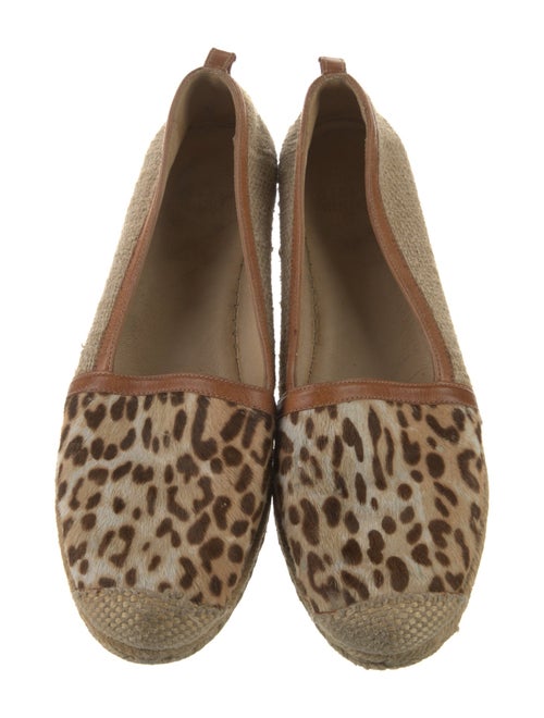 Stuart Weitzman Animal Print Leather Trim Embellishment Espadrilles