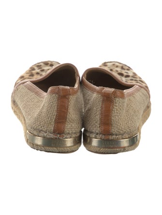 Stuart Weitzman Animal Print Leather Trim Embellishment Espadrilles