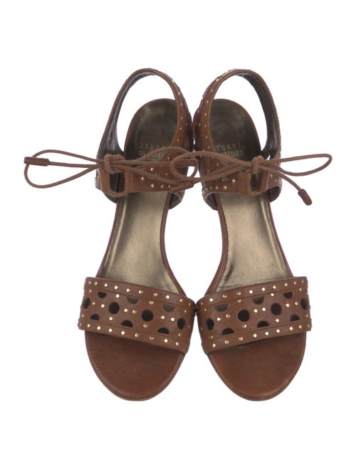 Stuart Weitzman Leather Lasercut Accents Sandals
