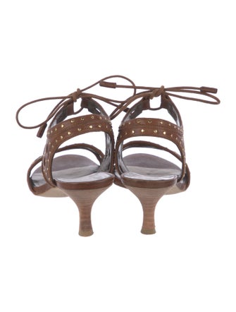 Stuart Weitzman Leather Lasercut Accents Sandals