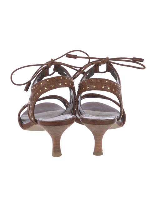Stuart Weitzman Leather Lasercut Accents Sandals