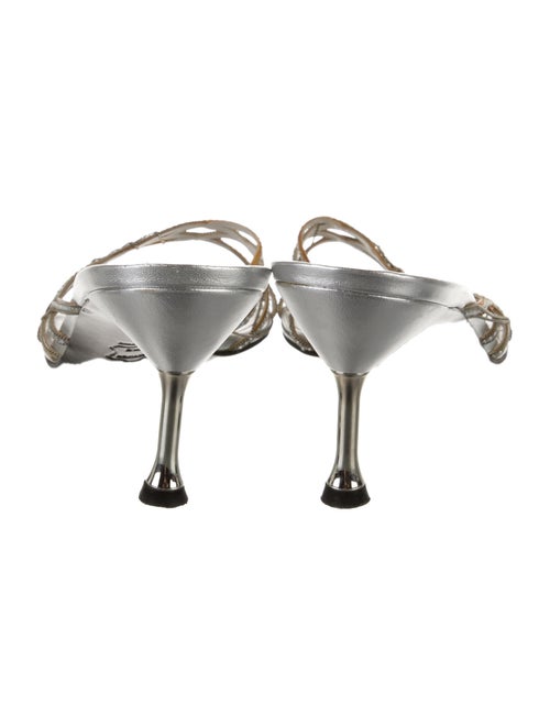 Stuart Weitzman Leather Crystal Embellishments Slides