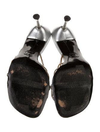 Stuart Weitzman Leather Crystal Embellishments Slides