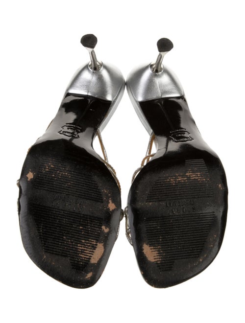 Stuart Weitzman Leather Crystal Embellishments Slides