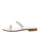 Stuart Weitzman Faux Pearl Accents Leather Slides