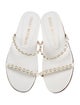 Stuart Weitzman Faux Pearl Accents Leather Slides