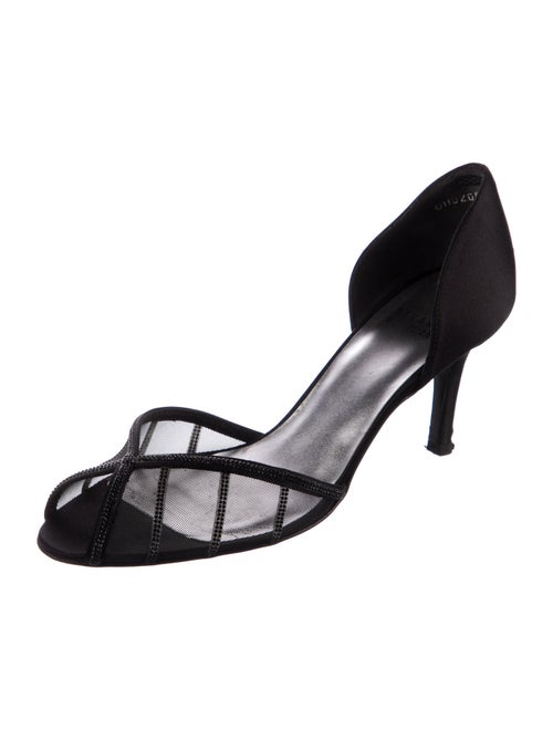Stuart Weitzman Satin Mesh Accents D'Orsay Pumps